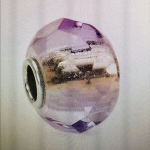 Trollbeads lavender prism glass bead